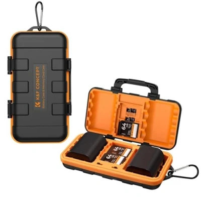 Image of K&amp;F Concept 16 Slots Memory Card &amp; Camera Battery Case, Water Resistant SD CF TF Holder for 2 Batteries, 8 AAA CF/XQDs, 4 Cards and 6