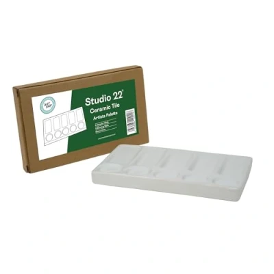 Image of Studio 22 Ceramic Paint Palette with 5 Round Wells &amp; Slant