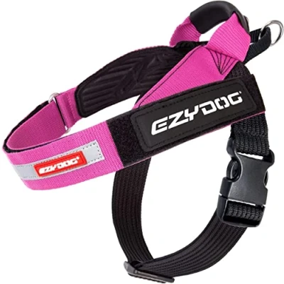 Image of EZYDOG Express Dog Harness for Small, Medium and Large Dogs, Angled Ergonomic Design, Moulded Grip Handle, Easy Release Side Buckle (S, Pink)