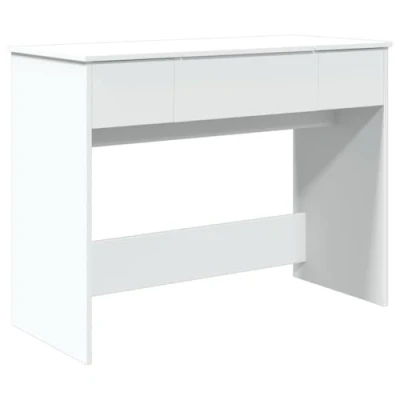Image of vidaXL Modern Dressing Table with Mirror White Engineered Wood Vanity Desk for Bedroom Makeup and Jewelry Storage, 100x45x76cm
