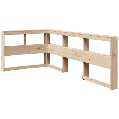 Image of vidaXL Bookcase Headboard L Shaped Solid Pine Wood 100 cm Brown with Storage Shelves Space Saving &amp; Flexible Assembly for Bedroom
