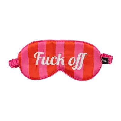 Image of Fisura sleep mask for women F*ck off, Original pink and red eye sleeping, Ultra soft blackout with elastic band, bachelorette party favors bride 7.9 x 3.9 inches