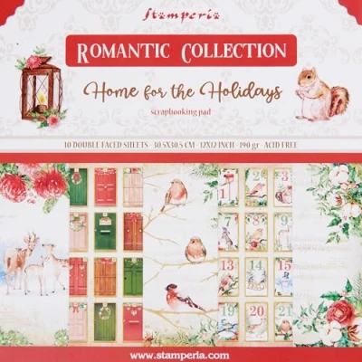 Image of Stamperia International Scrapbooking Pad Romantic Home for The Holidays, Multicoloured, 12 x inches