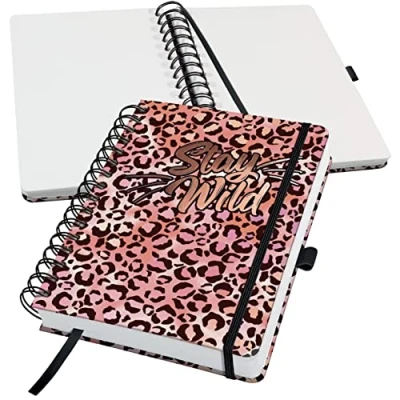 Image of SIGEL JN653 Jolie Spiral notebook, Pink Leo Love, dotted (dot grid), 120 gsm, 16,8 x 21,5 cm, hardcover, 240 pages, Pink, apricot, Black