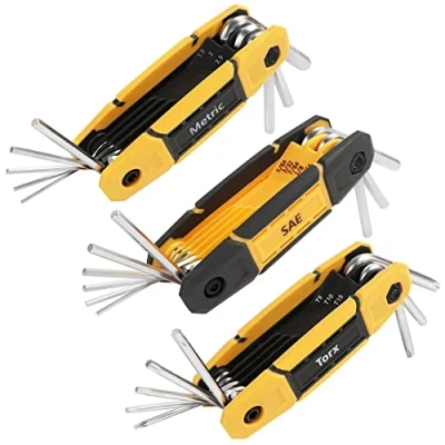 Image of MULWARK 25 pcs Folding Allen Wrench Set Metric &amp; Standard SAE Key Tool 3 Pack Portable Hex for Basic Home Repair and General Applications