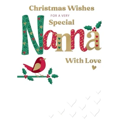Image of Very Special Nanna Festive Joy Red Robin Christmas Greeting Card XFCS005