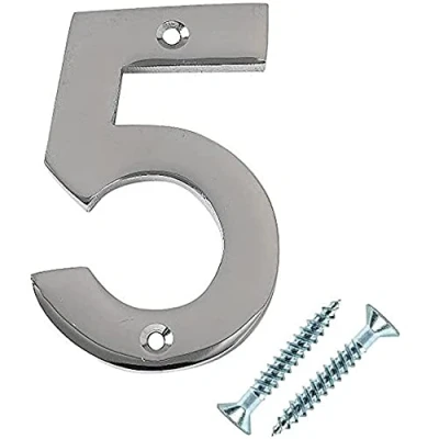 Image of The Home Fusion Company Polished Chrome Screw On House Door/Gate Numbers And Letters 0 9 A B Post Wall