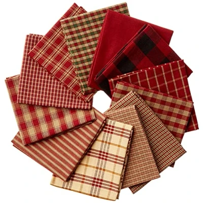 Image of Dunroven House Homespun Fat Quarters Red (Piece of 12), Cotton, 18 by 21 Inch