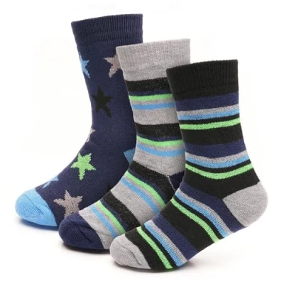 Image of A2Z 4 Kids Boys Girls Thermal Socks Winter Warmth Insulated AZ158 Striped A 3 Pack 11 14 (4 6)
