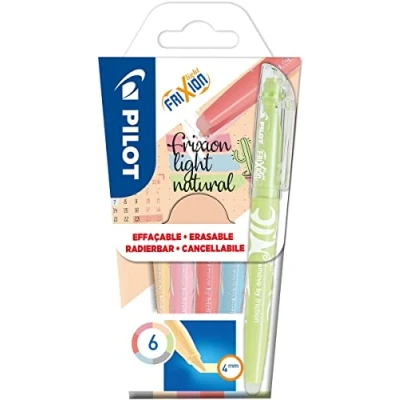 Image of Pilot FriXion Light Natural 1 Case of 6 Erasable Highlighters Pink, Yellow, Purple, Blue, Orange, Green