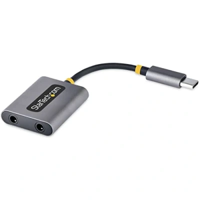 Image of StarTech.com USB C Headphone Splitter, Type Dual Headset Adapter w/Mic Input, to 3.5mm AUDIO Adapter/Earphone Dongle, Jack/Aux Output, 24 bit DAC (USBC SPLITTER)