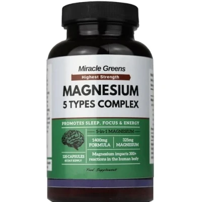 Image of Magnesium Glycinate 4 in 1 1400mg Complex 400mg Elemental High Strength Glycinate, Citrate, Malate &amp; Taurate with Zinc and Vitamin B6 for Sleep, Energy, Bones Muscles