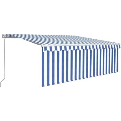 Image of vidaXL Manual Retractable Awning with Blind 4x3m Blue&amp;White
