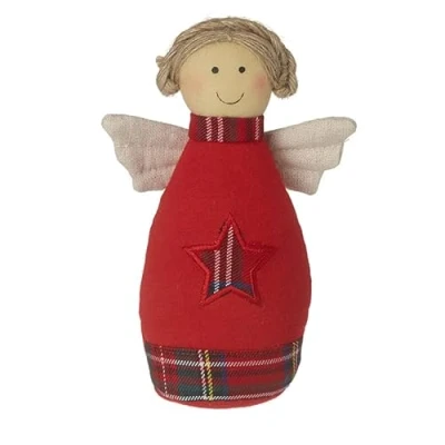 Image of Heaven Sends Fabric Tartan Angel Christmas Homeware Decoration