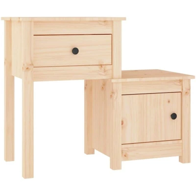 Image of vidaXL Bedside Cabinet 79.5x38x65.5 cm Solid Wood Pine