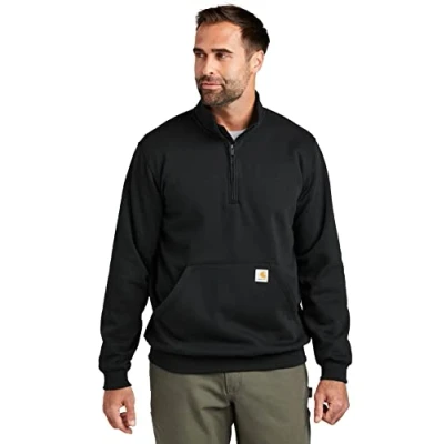 Image of Carhartt Men&#039;s Loose Fit Midweight Quarter Zip Mock Neck Sweatshirt, Black, L