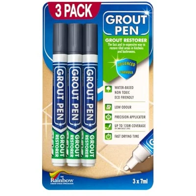 Image of 3 X DARK GREY Grout Pens For restoring tile grout.