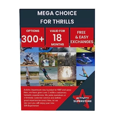 Image of Activity Superstore Mega Choice for Thrills Gift Experience Voucher, of 300+ Options, Days, Days Out, Adventure Experience, Birthday Gifts