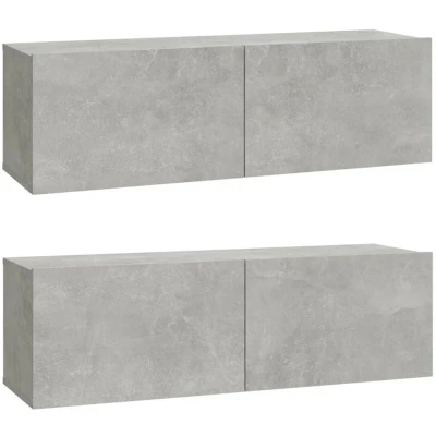Image of vidaXL Wall TV Cabinets 2 pcs Concrete Grey 100x30x30 cm Engineered Wood