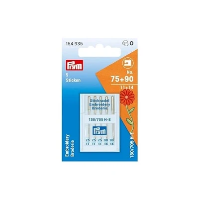 Image of Prym 154935 Sewing Machine Needles Embroidery, No. 75 and 90, Steel, Silver