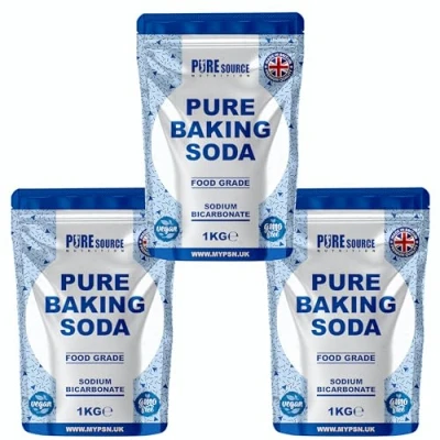 Image of Pure Baking Soda 1KG x 3 = 3KG VEGAN 100% Sodium Bicarbonate of Food Grade for Cooking &amp; Drinking Cleaning Aluminium Free BPA Raising Agent