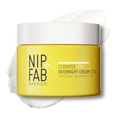 Image of Nip+Fab Ceramide Fix Overnight Cream 12% 50 ml, Luxurious Skin Barrier Replenisher, Elastin Production Support, Giving Your a Firmer, More Youthful Appearance, with Azelaic Acid and Biolin