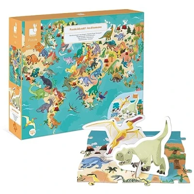 Image of Janod Dinosaurs Children’s Educational Puzzle 200 Pieces Suitable for Ages 6 and Up, J02679
