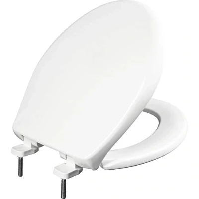 Image of Bemis 790TDGSL 000 Commercial Toilet Cover Hospitality Round Front Heavy Duty Plastic w/DuraGuard Antimicrobial Built in Seat Protection &amp; Whisper Close Hinges White
