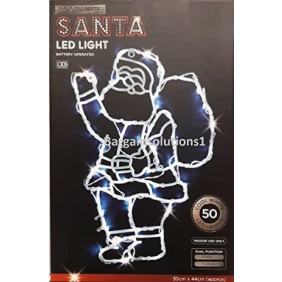 Image of Scotvision 50LED Cool White Light Santa Silhouette Christmas Decoration Battery Powered