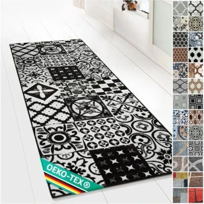 Image of Design Carpet Runner Rug Floor Mat, Non Slip Mat for Kitchen Hallway Living Room Bedroom Vintage Ornament Classic Modern (80 x 150 cm, Sligo)