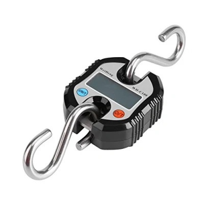 Image of Weiheng Digital Hanging Scale Mini Luggage Heavy Duty Crane Balance with Hook LCD Display 150kg/300lb (Black)