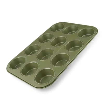 Image of Zenker Muffin Tray, 12 Muffins, Green Vision Series, ECO, Resource Friendly &amp; Climate Neutral Baking for Muffins Cupcakes, with ILAG Vegan Carnauba Wax Non Stick Coating, 38.5x26.5cm
