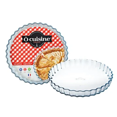 Image of Ôcuisine® Fluted Flan Dishes Pack of 2 Glass Baking Bread Extreme Resistance Oven Safe Freezer Microwave Borosilicate Made in France