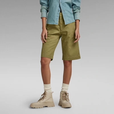 Image of G Star RAW Womens Chino Bermuda Shorts Green Cotton Size 33 (Waist)