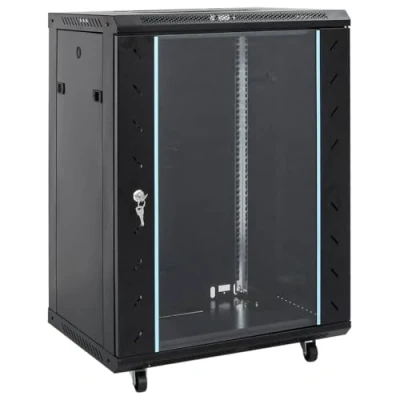 Image of vidaXL 15U Network Cabinet Server Rack Cold Rolled Steel, Lockable Glass Door, Swivel Feet 53x40x80 cm