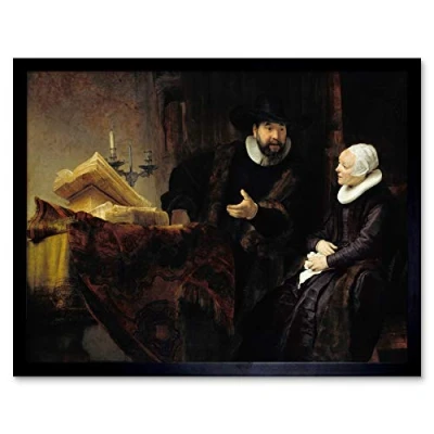 Image of Rembrandt The Mennonite Preacher Anslo And His Wife Art Print Framed Poster Wall Decor 12x16 inch