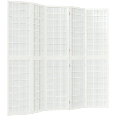 Image of vidaXL Folding 5 Panel Room Divider Japanese Style 200x170 cm White