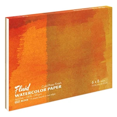 Image of Fluid Watercolor Paper 880068 140LB Cold Press 6 x 8 Block, 15 Sheets