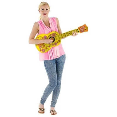 Image of Inflatable Ukulele Flower Power, 26cm x 80cm. Perfect for Party Prop Accessory