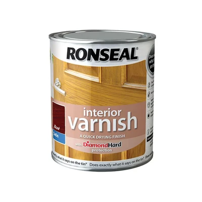 Image of Ronseal Interior Varnish Teak Satin 750ml