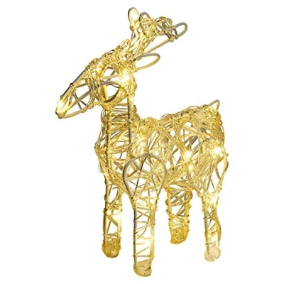 Image of URBNLIVING 20cm Acrylic Indoor Festive Christmas Light Up Reindeer Lit with 20 LEDs Xmas Decoration (Standing)