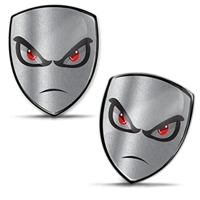 Image of Biomar Labs 2 x 3D Gel Silicone Stickers Bumper Sticker Decals Badge Emblem Tuning for Car Motorcycle Helmet Bike Silver Eyes KS 136