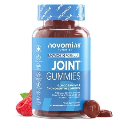 Image of Joint Gummies Care Supplement Bone &amp; Vitamins Glucosamine Chondroitin Turmeric Vitamin D E C Infused Supplements Gluten Free 1 Month Supply by Novomins