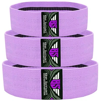 Image of Fabric Resistance Bands Exercise Band Workout Fitness for Hips &amp; Glutes Non Slip Booty Women Men Beginners Athletes Strength Training Yoga Pilate (Purple, 3 Resistance)