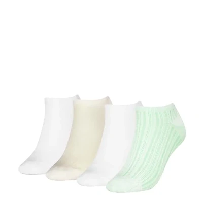 Image of Tommy Hilfiger Women Sneaker Structure 4 PACK Socks, Women&#039;s, Size: 2.5 5, Green/yellow