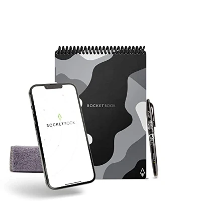 Image of ROCKETBOOK Flip Executive A5 Size Camo Smart Infinitely Reusable Notepad Lined/Dot Grid Includes Pilot FriXion Pen and Wipe