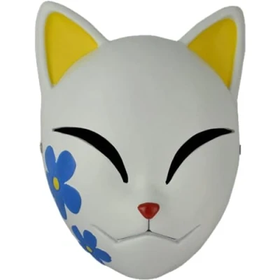 Image of Next Level Cosplay Prop Replica Demon Slayer Makomo Warding Kitsune Resin Mask Hand Painted &amp; Adjustable Straps Eye Catching Design Perfect for and Anime Collectors