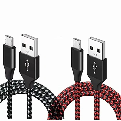 Image of BLK PS4 Controller Charging Cable,Micro USB Extra Long Fast Charger Cable for PlayStation 4, PS4, Slim,PS4 Pro,Xbox One,One S,One X Wireless Controllers (10ft/3m Red+black)