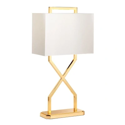 Image of Cross Table Lamp with Shade, Polished Gold