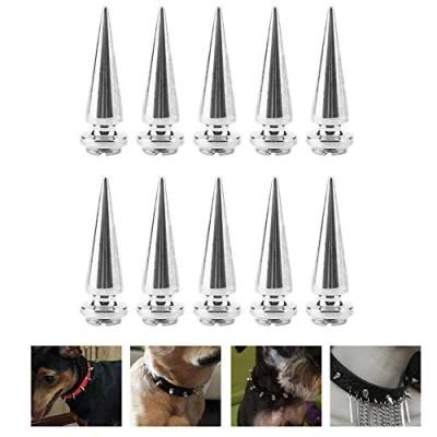 Image of HEEPDD 10 Pcs 10mm Metal Spike Rivets, Cone Spikes Metallic Screw Back Studs Cool Rivets Punk for DIY Leather Crafts(Silver)